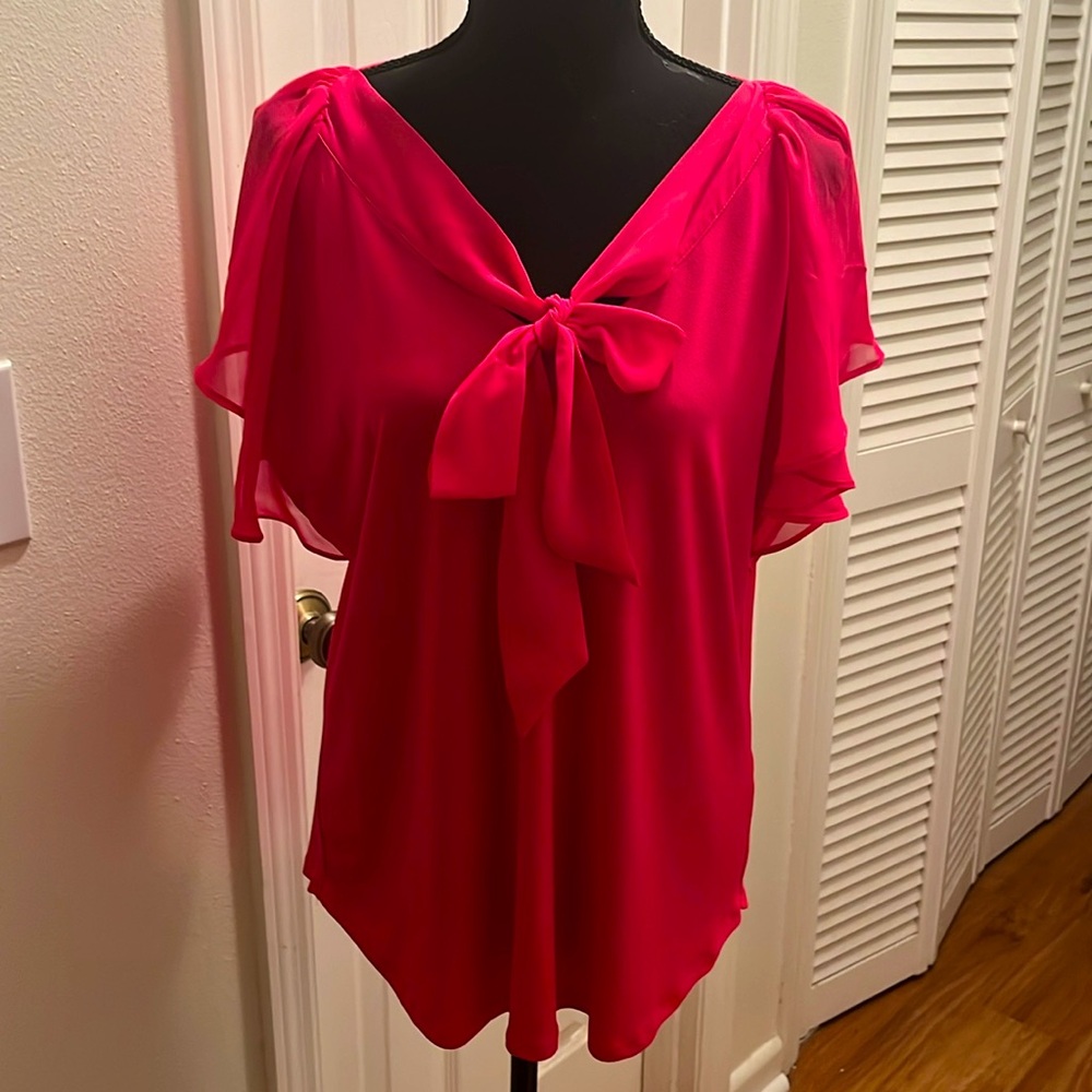 7th Avenue Design Studio New York & Company flutter sleeve tie front top